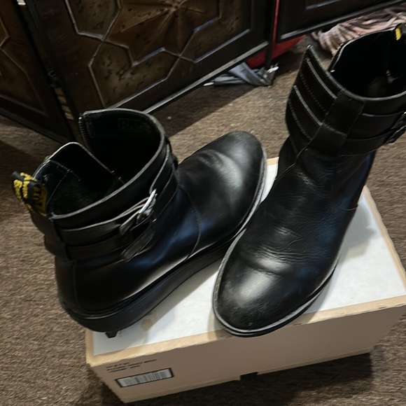 DR MARTIN CAITLIN WEDGE ZIP Side double buckel leather black boot - Picture 4 of 5